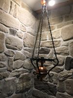 Lampe rustikal Eisen mit handbemalten Glasschirm Thüringen - Dingelstädt Vorschau