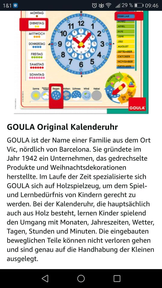 Kinder Kalender, Uhr, Jahreszeiten, NP:40 €, Lern-Spiel Holz in Baden-Baden