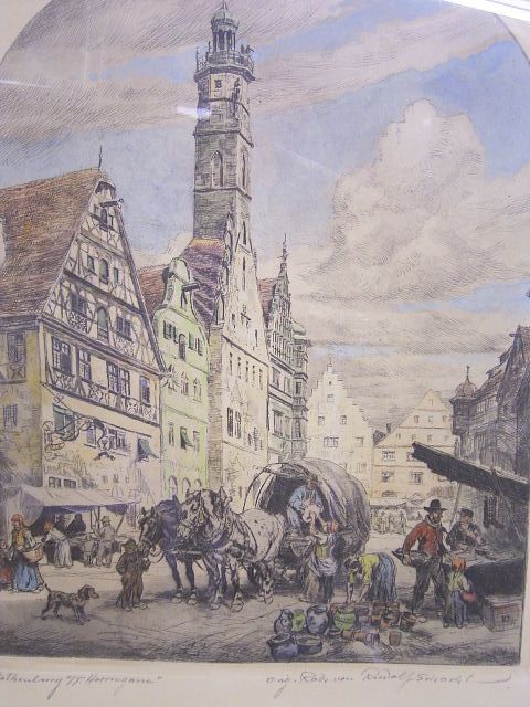 RUDOLF SCHACHT: ROTHENBURG / HERRNGASSE: ORIGINAL-RADIERUNG in Petershagen