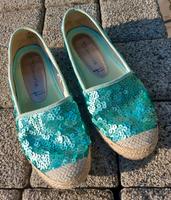 Tamaris Ballerina Slipper Espadrilles mit Pailletten Mint Gr. 39 Sachsen - Werdau Vorschau