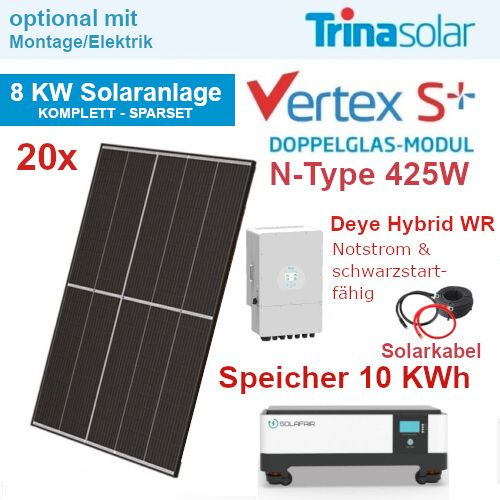 8 kWp Solaranlage komplett mit 10 kWh Solarspeicher und Wechselrichter - Not- und Ersatzstrom/fähig, PV Anlage Photovoltaikanlage Komplettsystem Solarenergie Solarpanel Photovoltaik  Inbetriebnahme in Berlin