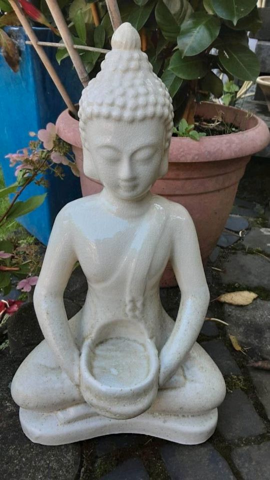 Buddha sitzend Teelichthalter  Keramik 38cm Deko Wellness in Riegelsberg