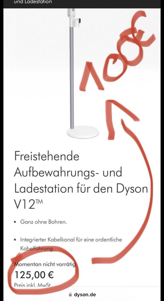 Dyson Detect Absolute V15 Akkusauger Staubsauger Ladestation Tier in Pforzheim