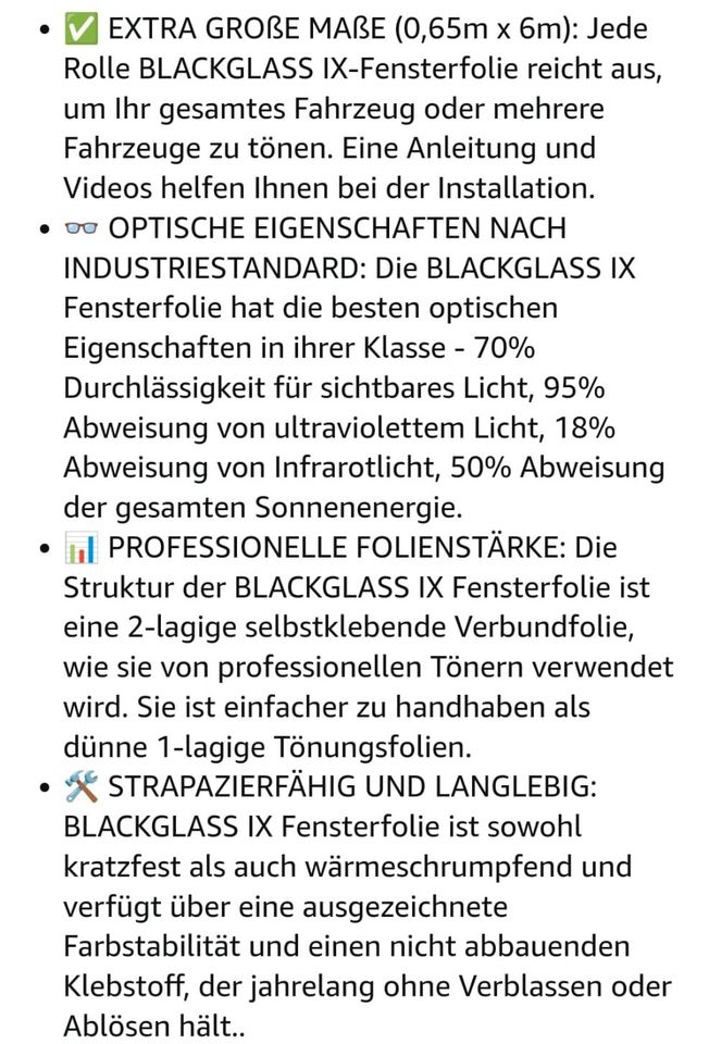 Blackglass IX PET 70% Vlt Light Smoke Fensterfolie Tönungsfolie in Untermeitingen