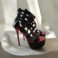 High Heels Plateau Sandaletten schwarz rot Größe 42 Berlin - Hellersdorf Vorschau