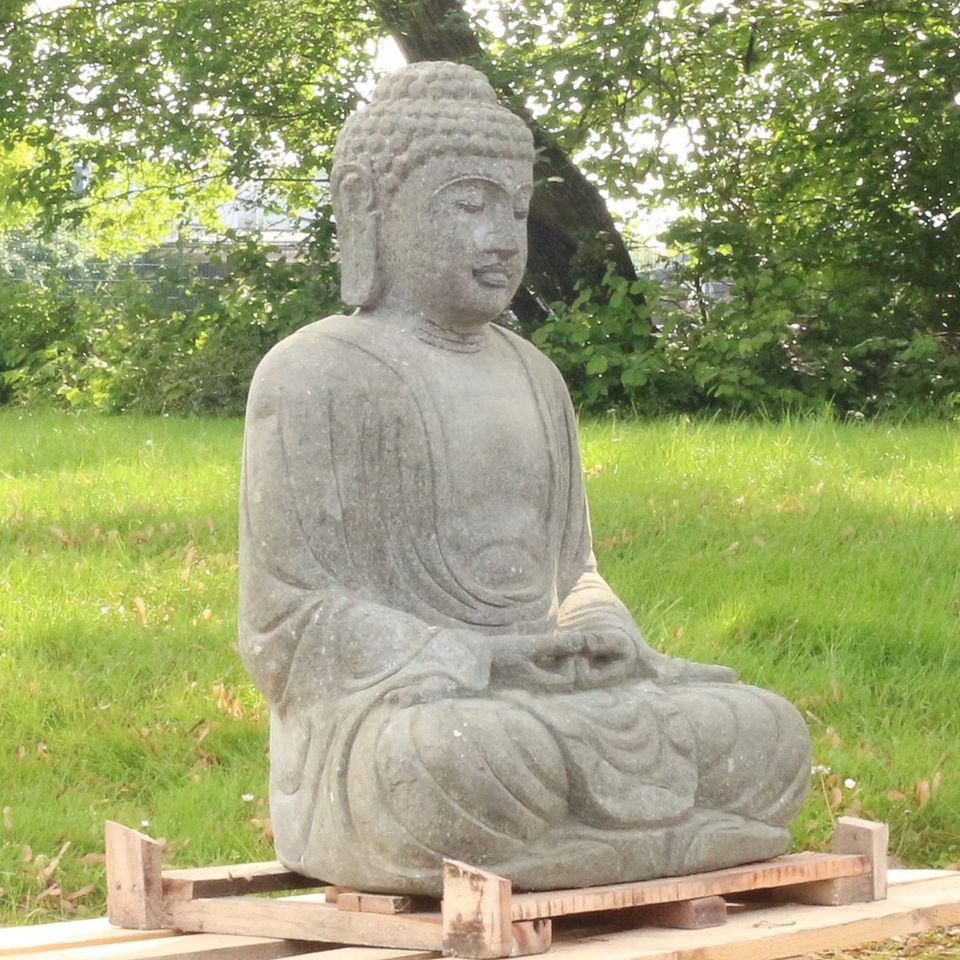 Buddha Figur sitzend Steinfigur Greenstone Massiv Japan 75 cm in Bochum