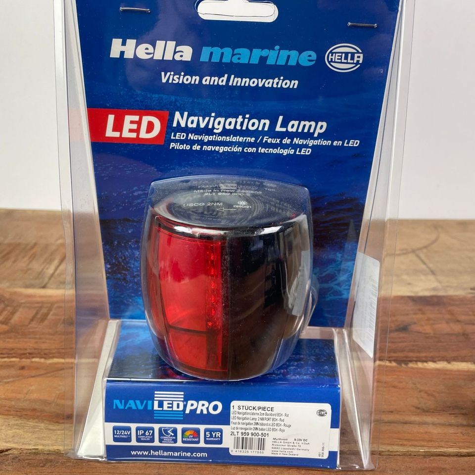 Hella Marine Navi LED Backbordlaterne Navigationslampe rot 12V in Havelsee