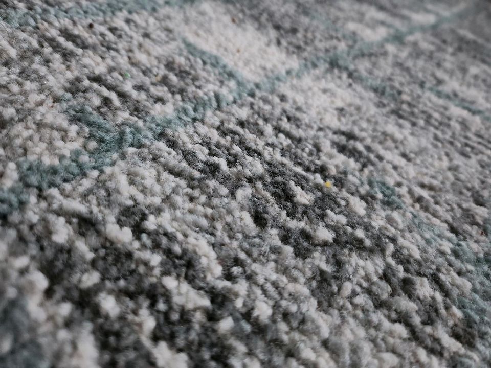 Teppich Wohnzimmer Kurzfloor soft grau weiss blau 160x225 in Stralsund