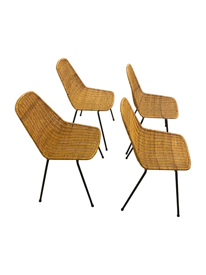 Gianfranco Legler Basket Chairs, 4er Set 1960’s, Korbstühle in Celle