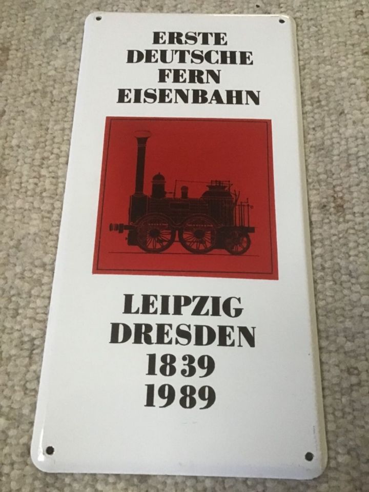 Sehr seltene Rarität,Eisenbahn  Emailleschild / Leipzig Dresden in Krumbach Schwaben