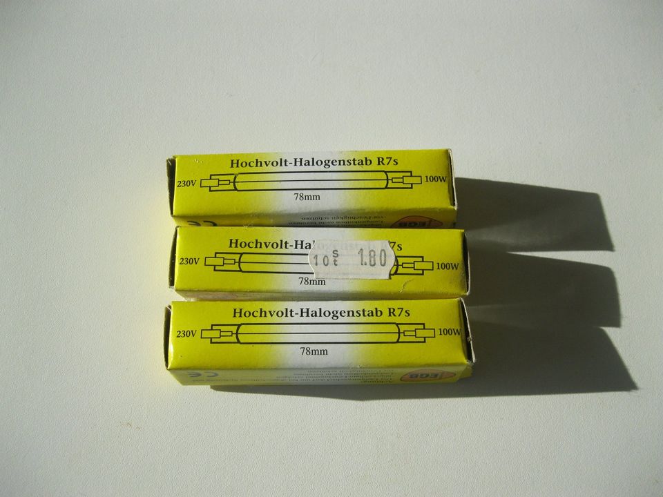 3 Halogen Leuchtmittel R7s – L 78mm 100 / 150 / 200 W, 230V, neu in Seukendorf