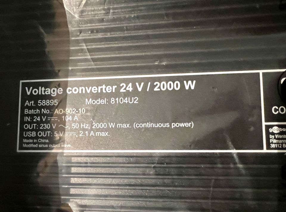 goobay 58895 Spannungswandler Wechselrichter 24v 230v 2000W Solar in Essen