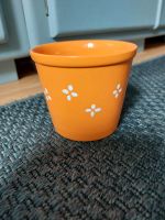 Blumentopf klein, Keramik Orange mit Blümchen, Übertopf Leipzig - Connewitz Vorschau