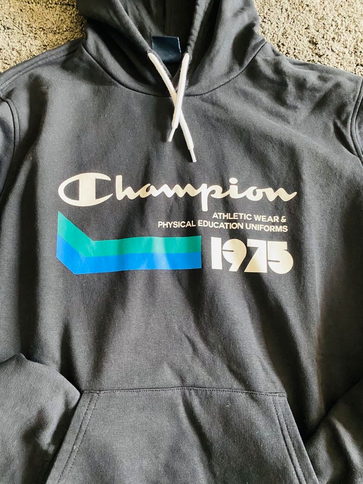 Champion Pullover Hoodie Herren Größe XL Blau Weiß Sweater Kapuze in Erfurt