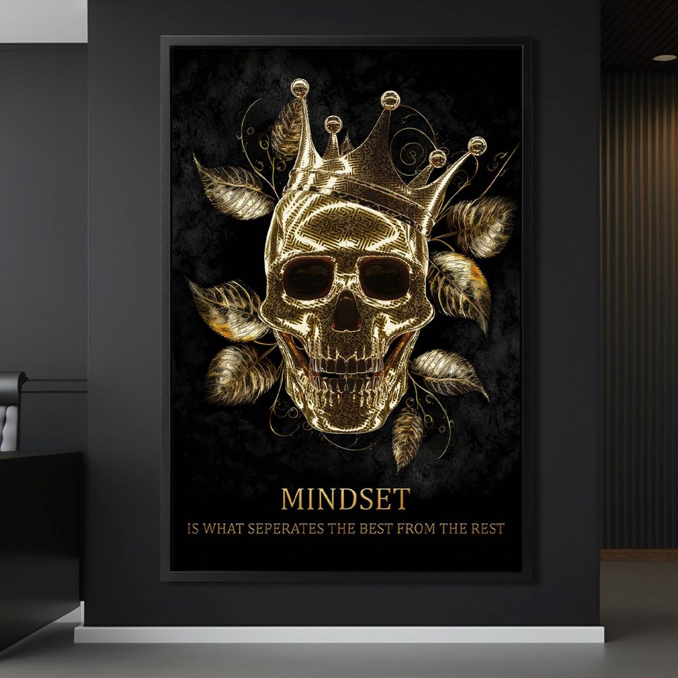 LUXUS GOLDEN TOTENKOPF MOTIVATION TEXT , WANDBILD , DEKO LEINWAND in Stuttgart