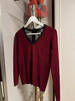 Roter Strickpullover mit schwarzer Spitze Baden-Württemberg - Kehl Vorschau