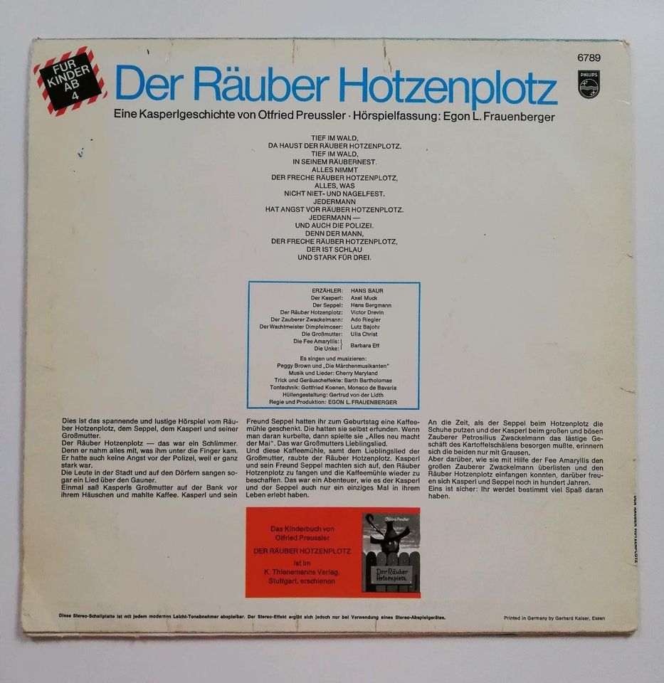 Ottfried Preussler Räuber Hotzenplotz LP Schallplatte in Spenge