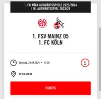 Gästetickets Mainz gegen Köln Rheinland-Pfalz - Hasselbach Vorschau