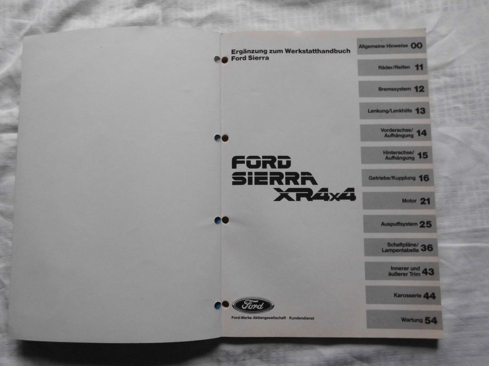 Werkstatthandbuch Oldtimer Ford Sierra XR 4x4 von 1985 !! in Moormerland