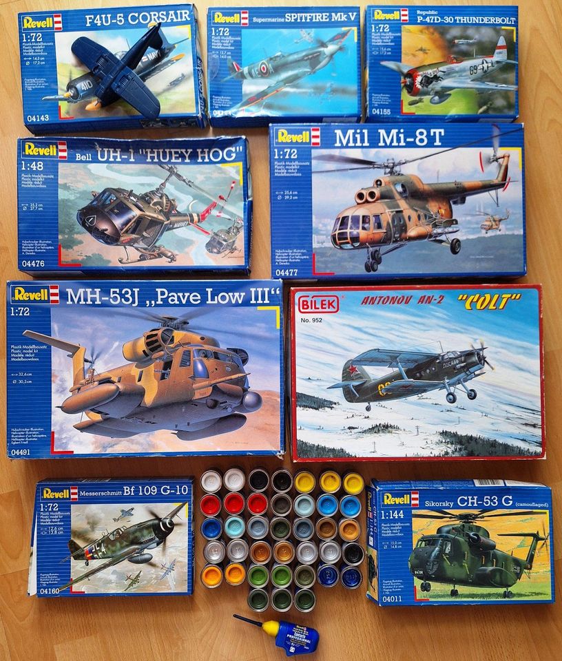 Paket Modell 9 x Flugzeug Hubschrauber Revell Bilek 1:48 72 144 in Dresden