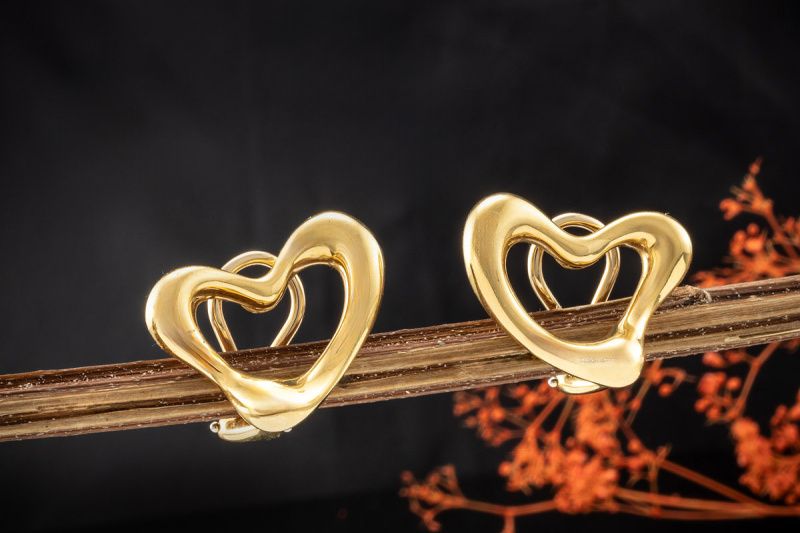 Tiffany & Co. Ohrringe Open Heart Elsa Peretti Ohrclips Gelbgold in Wegberg