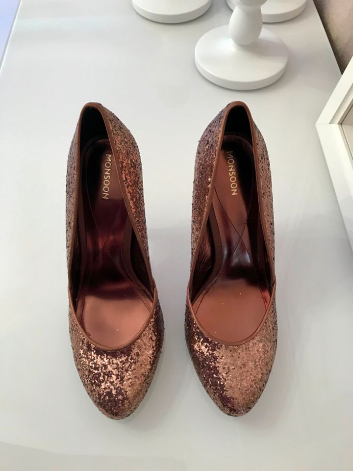 Monsoon High Heels Pumps Glitzer bronze braun metallic Gr.38 in Braubach