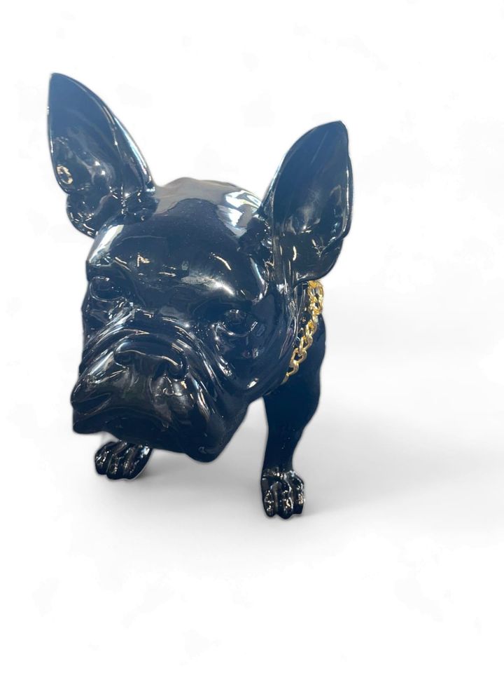 Bulldogge Resin-Statue - in Schwarz, Silber & Gold - Groß & Klein in Nordhorn