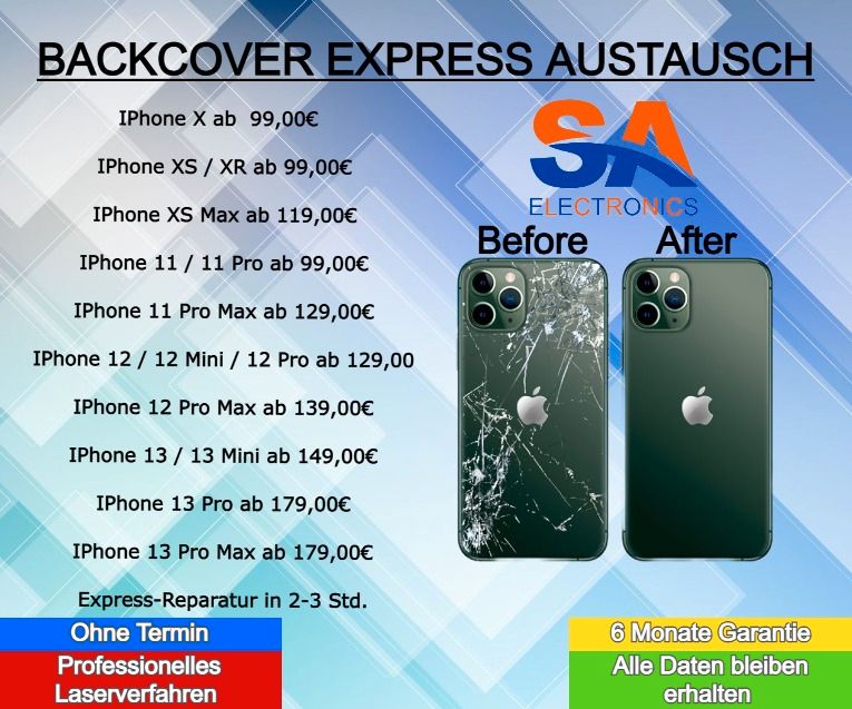 Apple Iphone Backcover Reparatur Express Service in Mainz