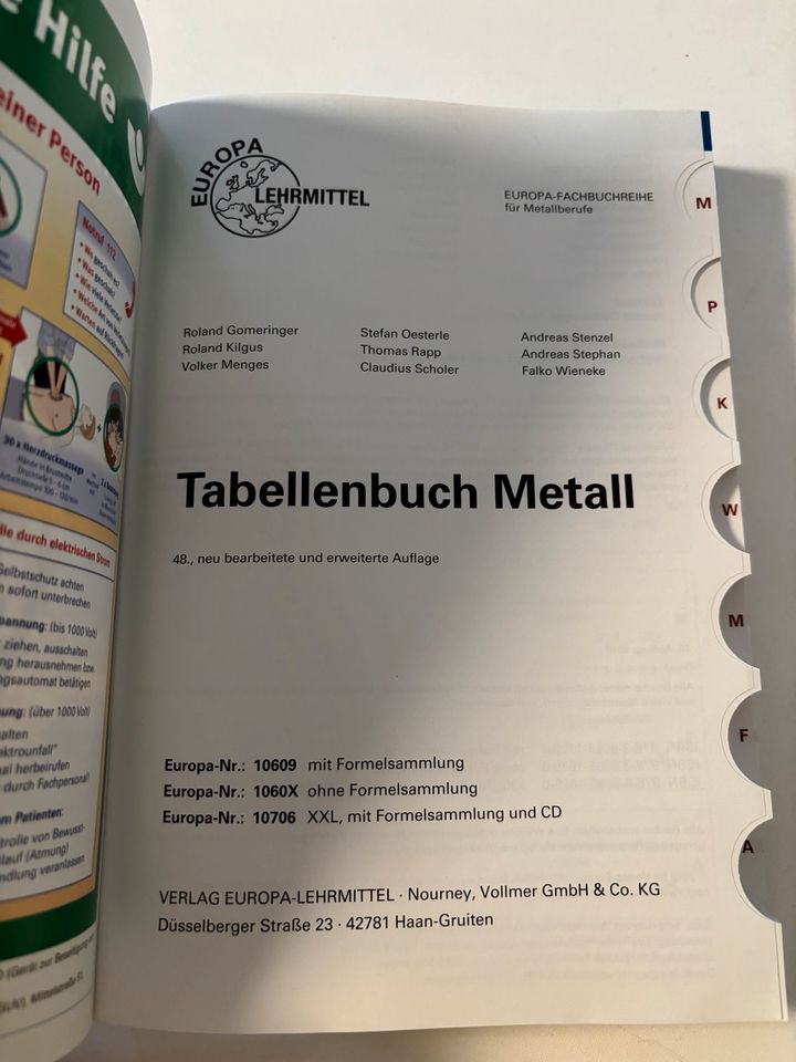 Tabellenbuch Metall 48.Auflage NEU! in Brachttal