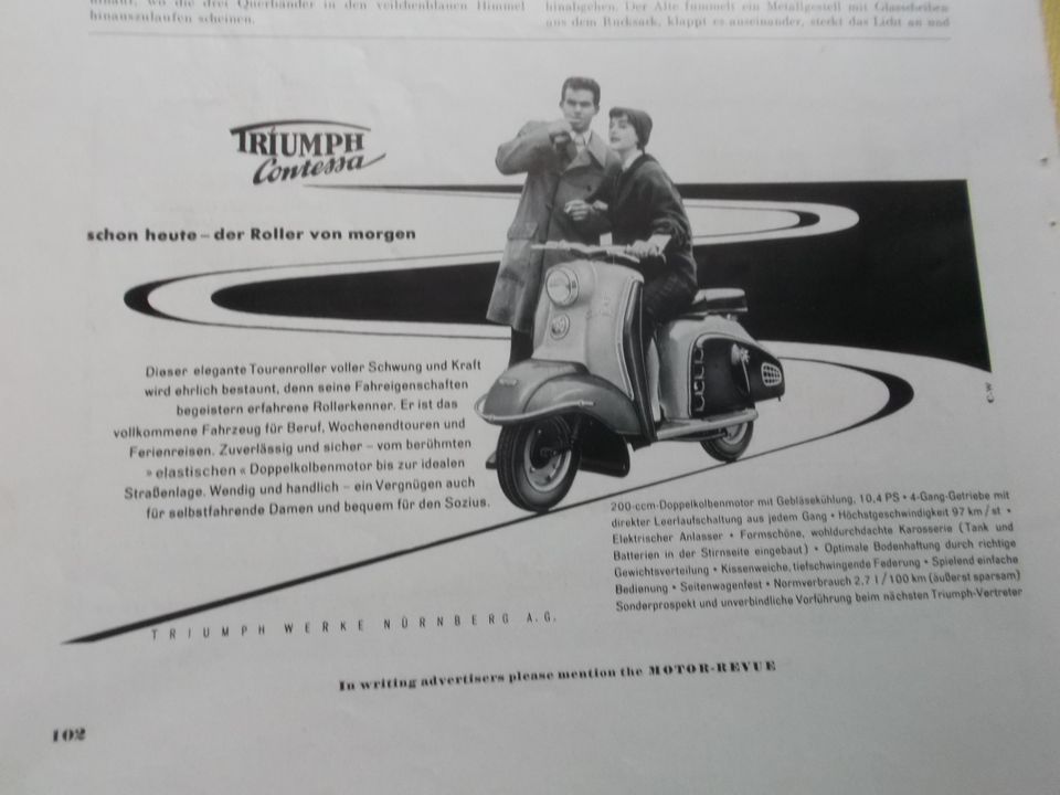 +++ TRIUMPH CONTESSA ROLLER +++ WERBUNG 50ER JAHRE in Koblenz