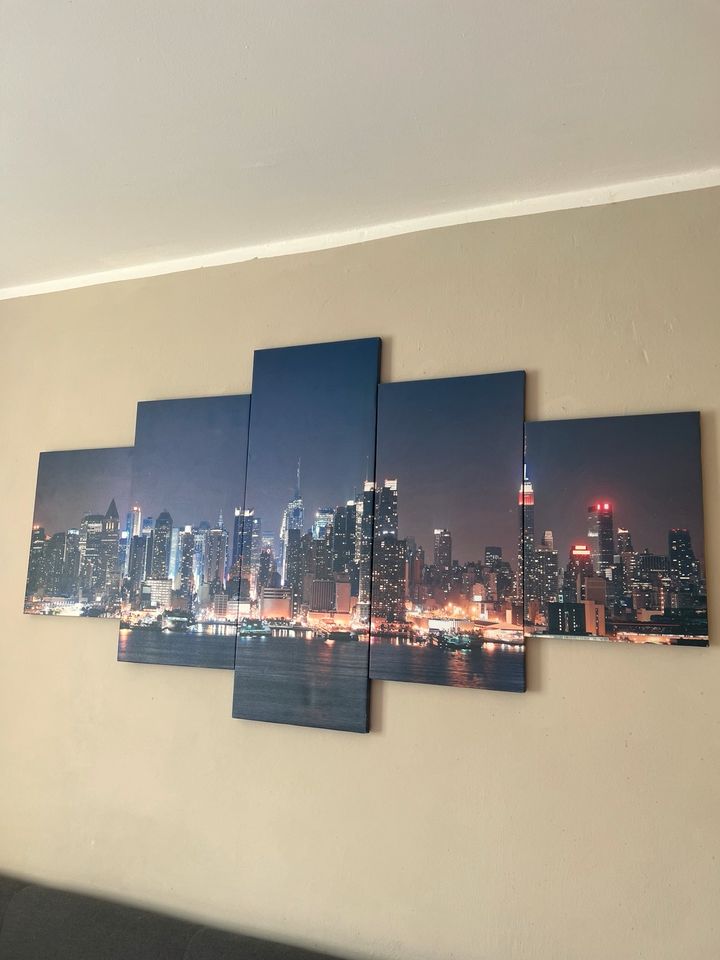 5-teiliges Manhattan Skyline Wandbild auf Leinwand in München