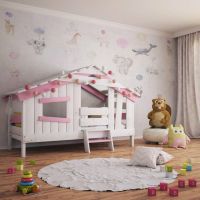 BIBEX® Jugend- Kinderbett, Hausbett, Spielbett massiv weiss-rosa Wandsbek - Hamburg Rahlstedt Vorschau