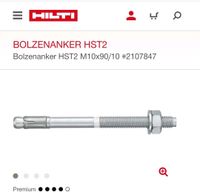 50x Hilti Schwerlastanker / Bolzenanker HST2 M10x90/10 Nordrhein-Westfalen - Bottrop Vorschau