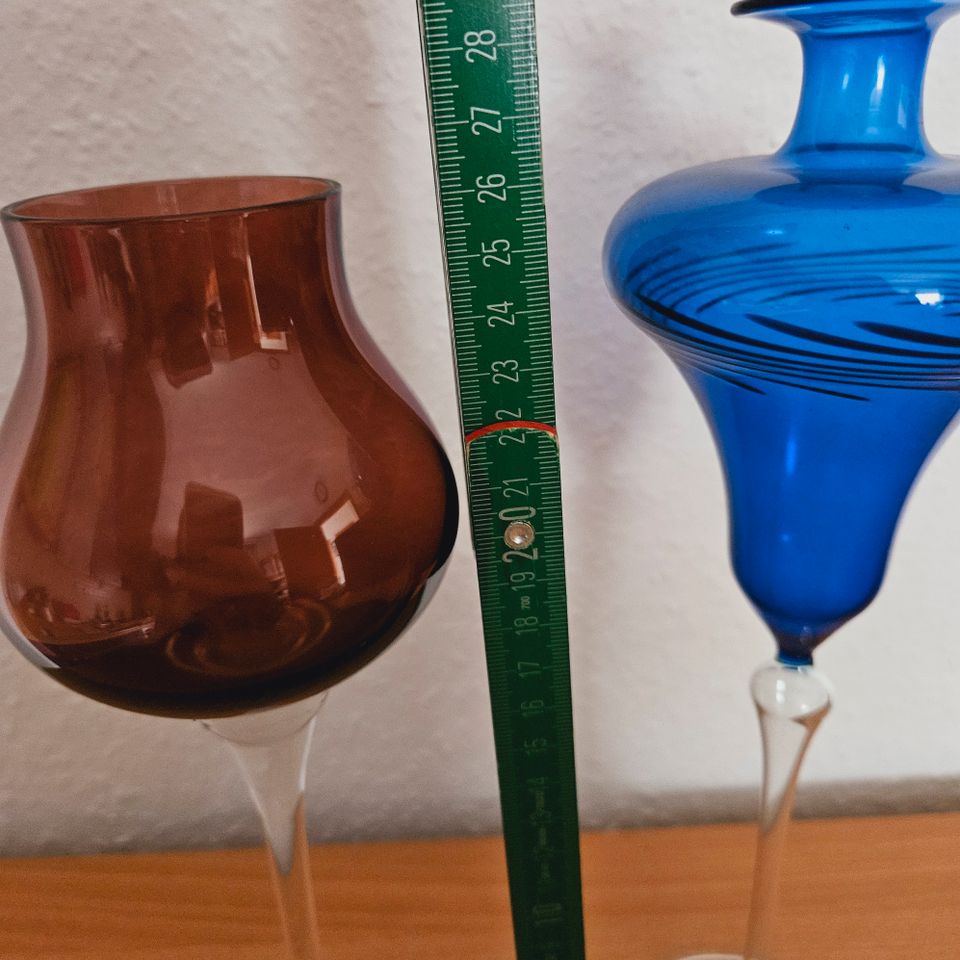 26 & 28 cm groß Deko Gläser brombeer & blau Vintage in Salzatal