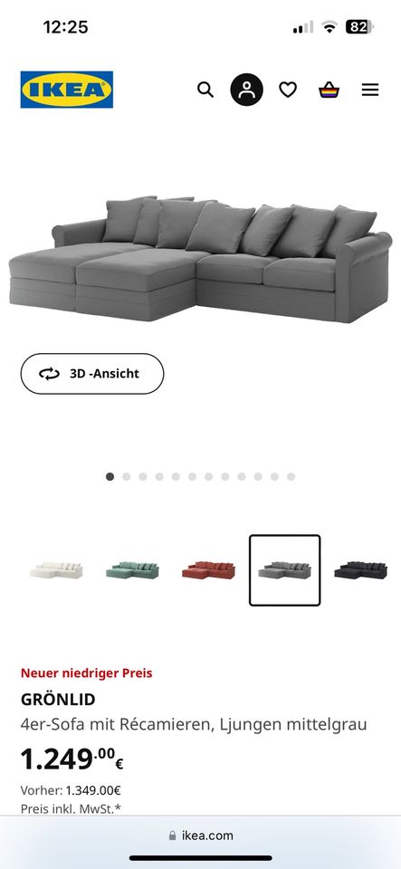 -Top- Sofa GRÖNLID Ikea 4 Sitzer + Récamieren in Rhauderfehn