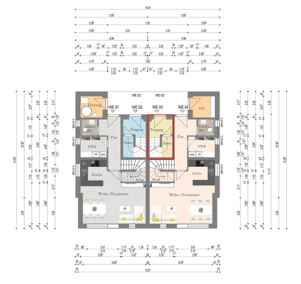 Neubau! Maisonette-Wohnung (EG/OG/DG) mit Dachterrasse in zentrumsnaher Lage von Wildeshausen in Wildeshausen