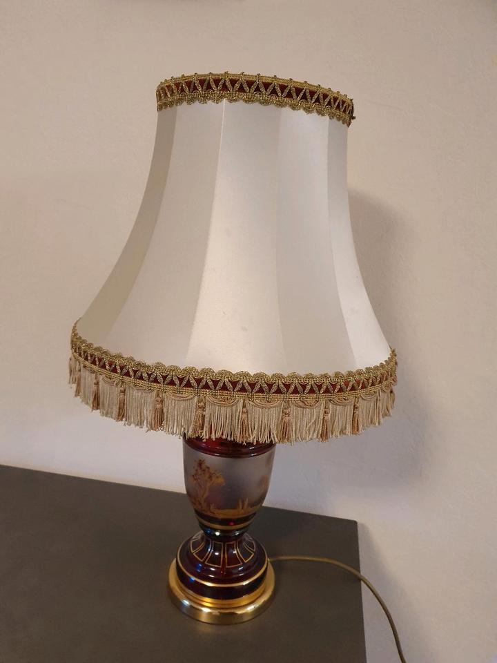 Tischleuchte Lampe Tischlampe Deko Glasfuß vintage in Koblenz