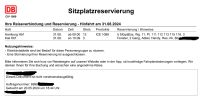 DB ICE Sitzplatzreservierung Hamburg -Kiel 31.08. 09:00 Uhr Baden-Württemberg - Aichhalden Vorschau
