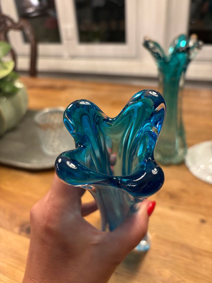 Murano Glas Vase blau Fratelli Toso in Dossenheim