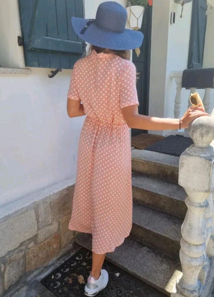 Retro kleid rosa punktekleid pünktchenkleid maxikleid in Hamburg