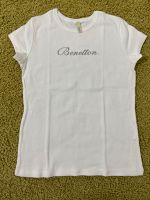 Benetton Shirt Mädchen weiß Gr 140 134 wie Neu Silberschriftzug Dresden - Loschwitz Vorschau