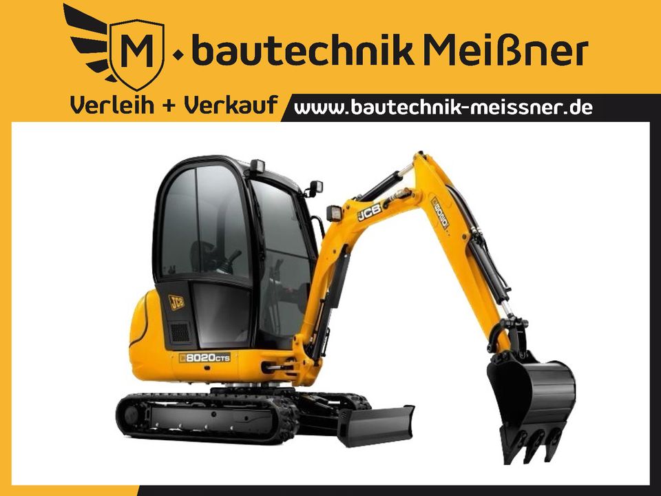 Minibagger Bagger Baumaschine mieten JCB8029 Grabtiefe 280cm 2,9T in Nobitz