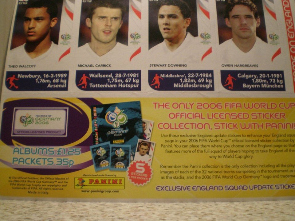 Fußball WM 2006 *PANINI Sonderbogen/Extrasticker* !SUPER Zustand! in Harsewinkel