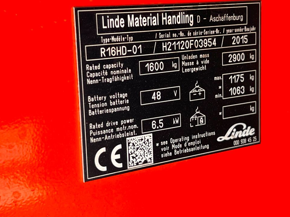 LINDE Schubmast-Stapler Schubmaststapler R16HD-01 TOP Bj. 2015 in Solingen