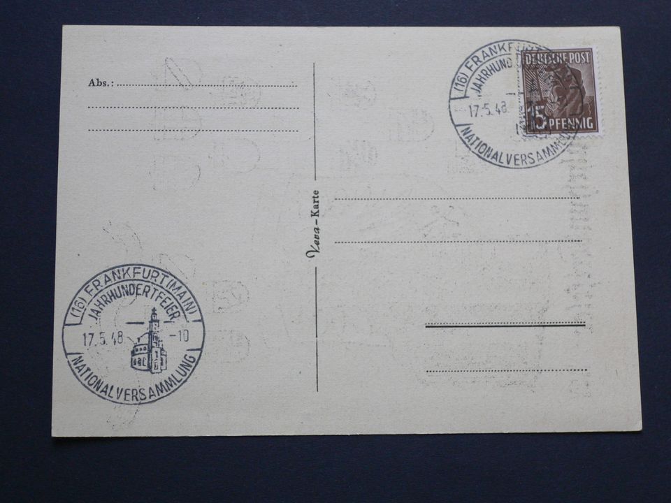 Briefmarken: DP 1948  Postkarte Frankfurt a. M. Paulskirche in Oberursel (Taunus)