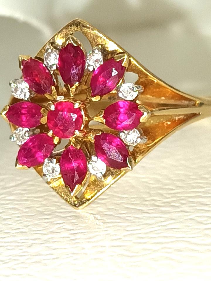 Traumhafter antiker 585 Goldring mit Rubine und Diamanten in Quickborn