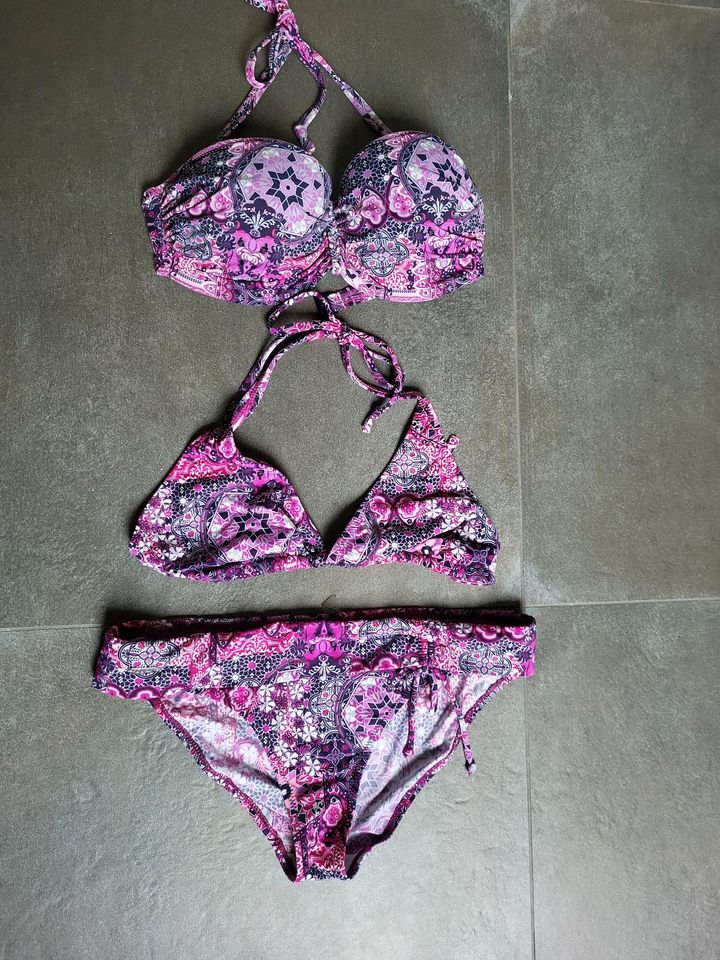 Buffalo MixKini Bikini floral pink Bandeau Triangel Hose 38 C/D in Gengenbach