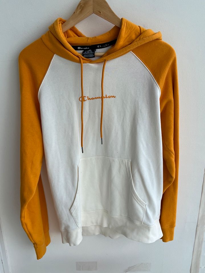 Champion weiß gelber Hoodie in Wedel