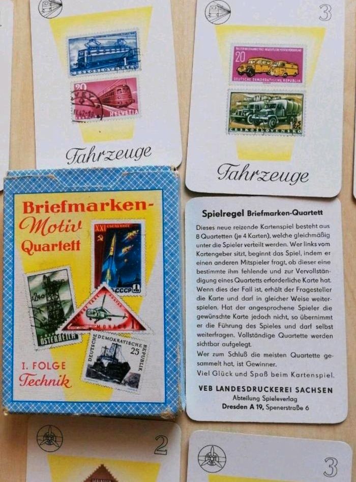 1983⚜️DDR Technik Briefmarken Quartett Kartenspiel Pössneck in Lengenfeld Vogtland