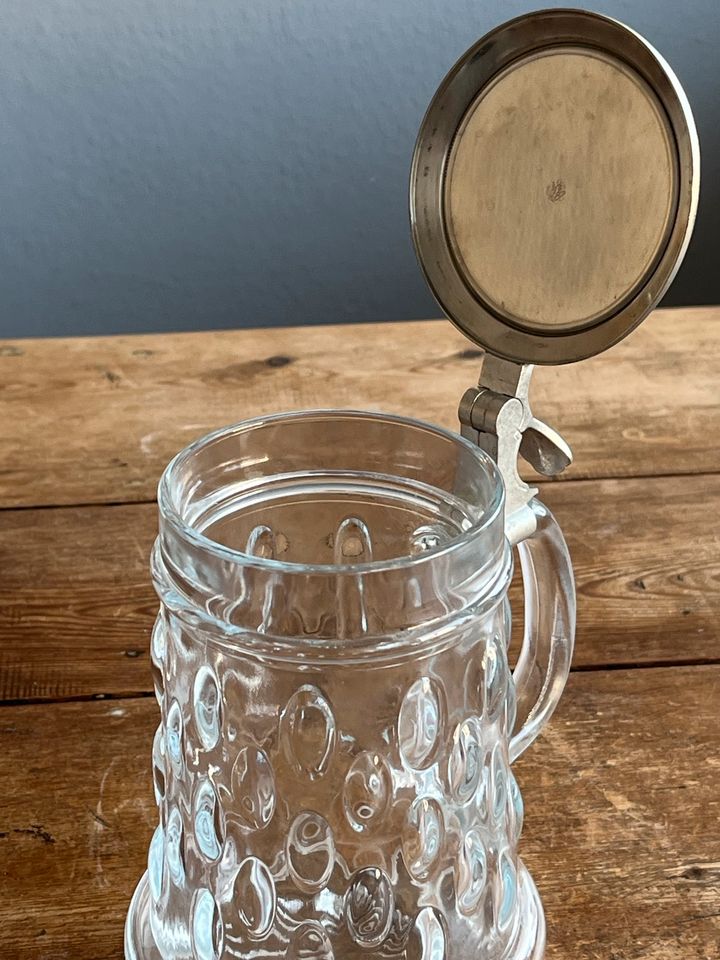 Bierkrug Bierglas mit Zinndeckel Fritz in Bonn